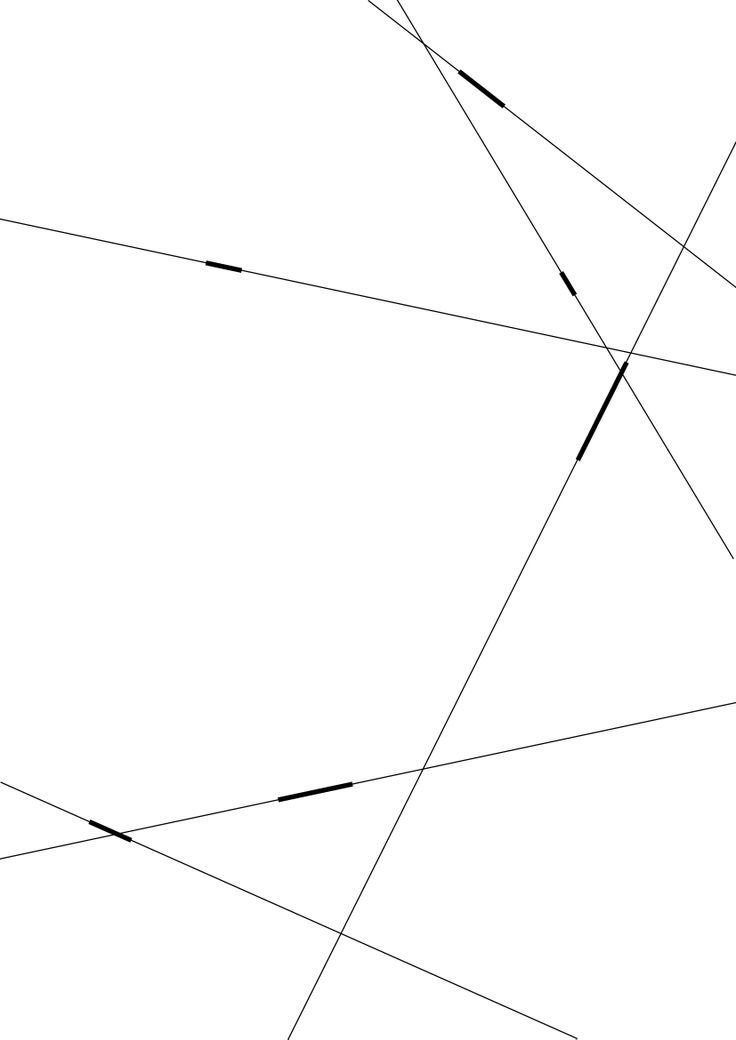 A composition of thin crossing lines with short bold segments